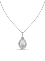 Ethiopian Opal Halo Gold Necklace
