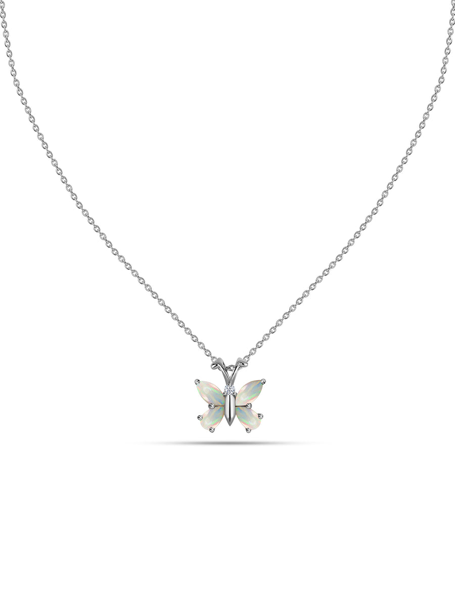 Opal Wings Butterfly Pendant with Chain