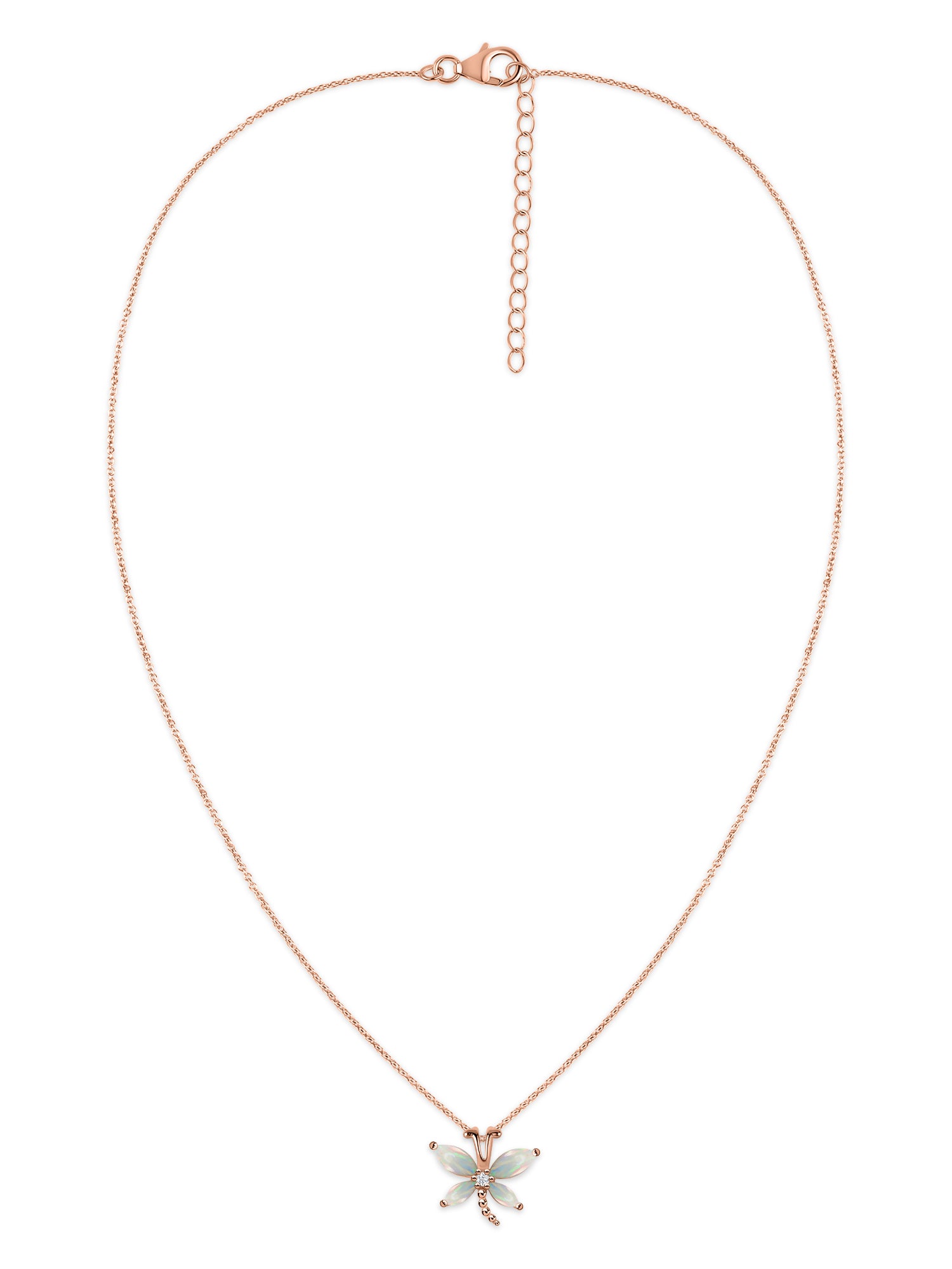 Ethiopian Opal Butterfly Gold Pendant with Chain