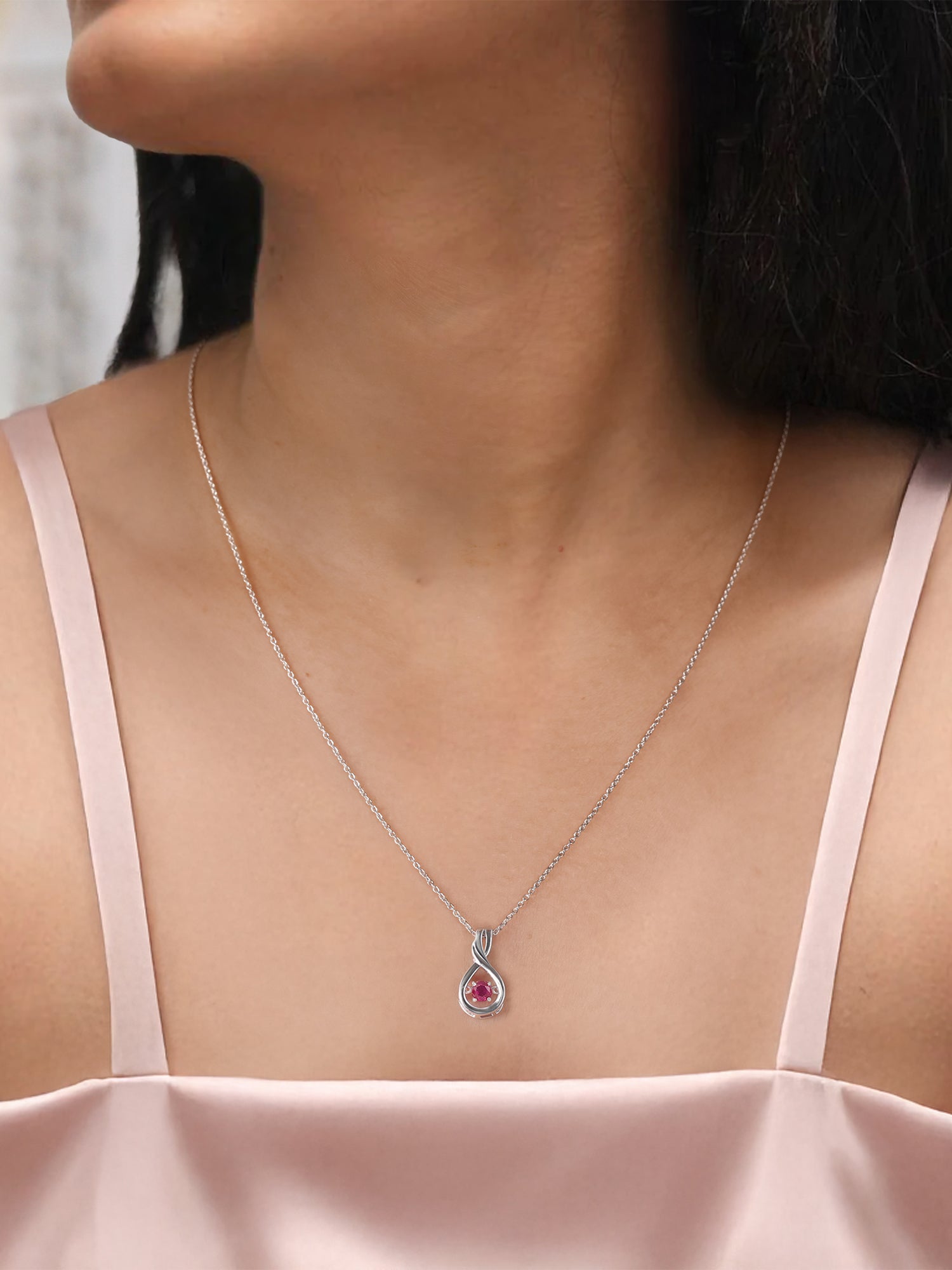 Infinity Ruby Drop Necklace