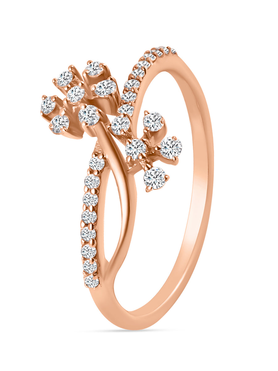 Lab Grown Crossover Flower Diamond Ring