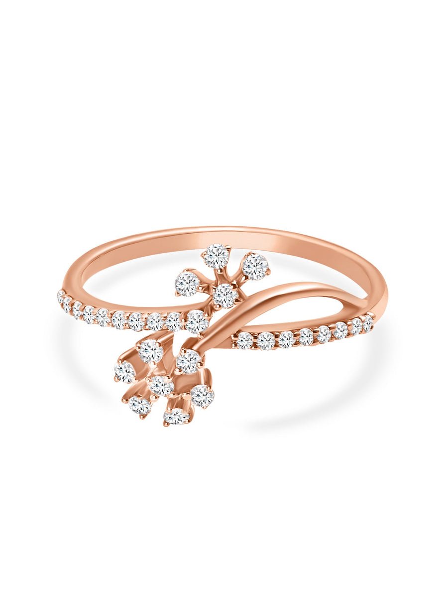 Lab Grown Crossover Flower Diamond Ring