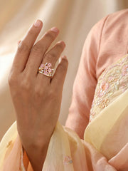 Petal Bloom Natural Pink Tourmaline Silver Ring