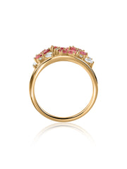Petal Bloom Natural Pink Tourmaline Silver Ring