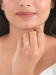 Diamond Look Gold Plated Engagement Ring For Women