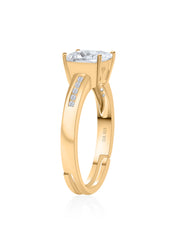 Diamond Look Gold Plated Engagement Ring For Women
