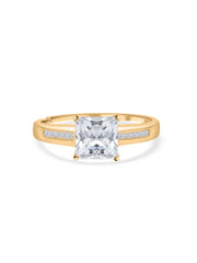 Diamond Look Gold Plated Engagement Ring For Women