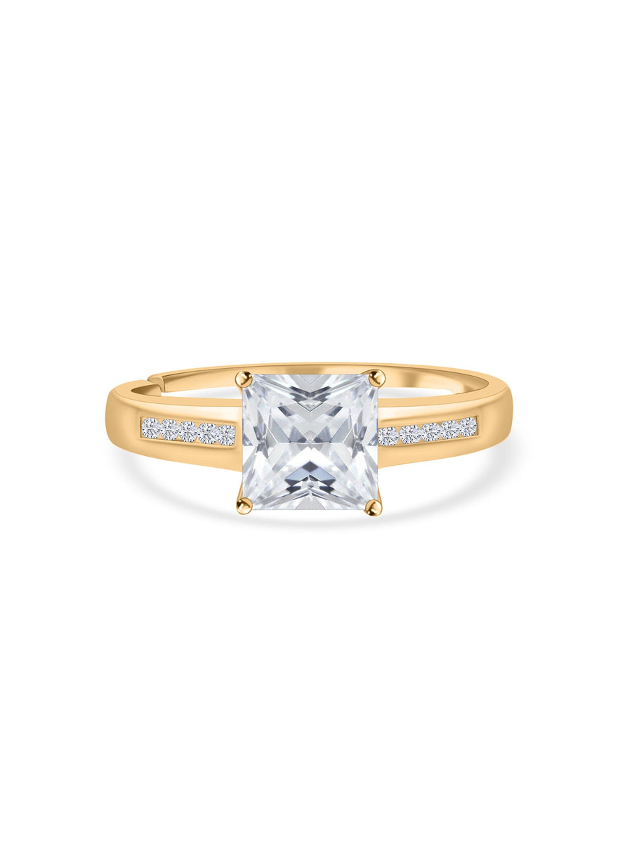 Diamond Look Gold Plated Engagement Ring For Women