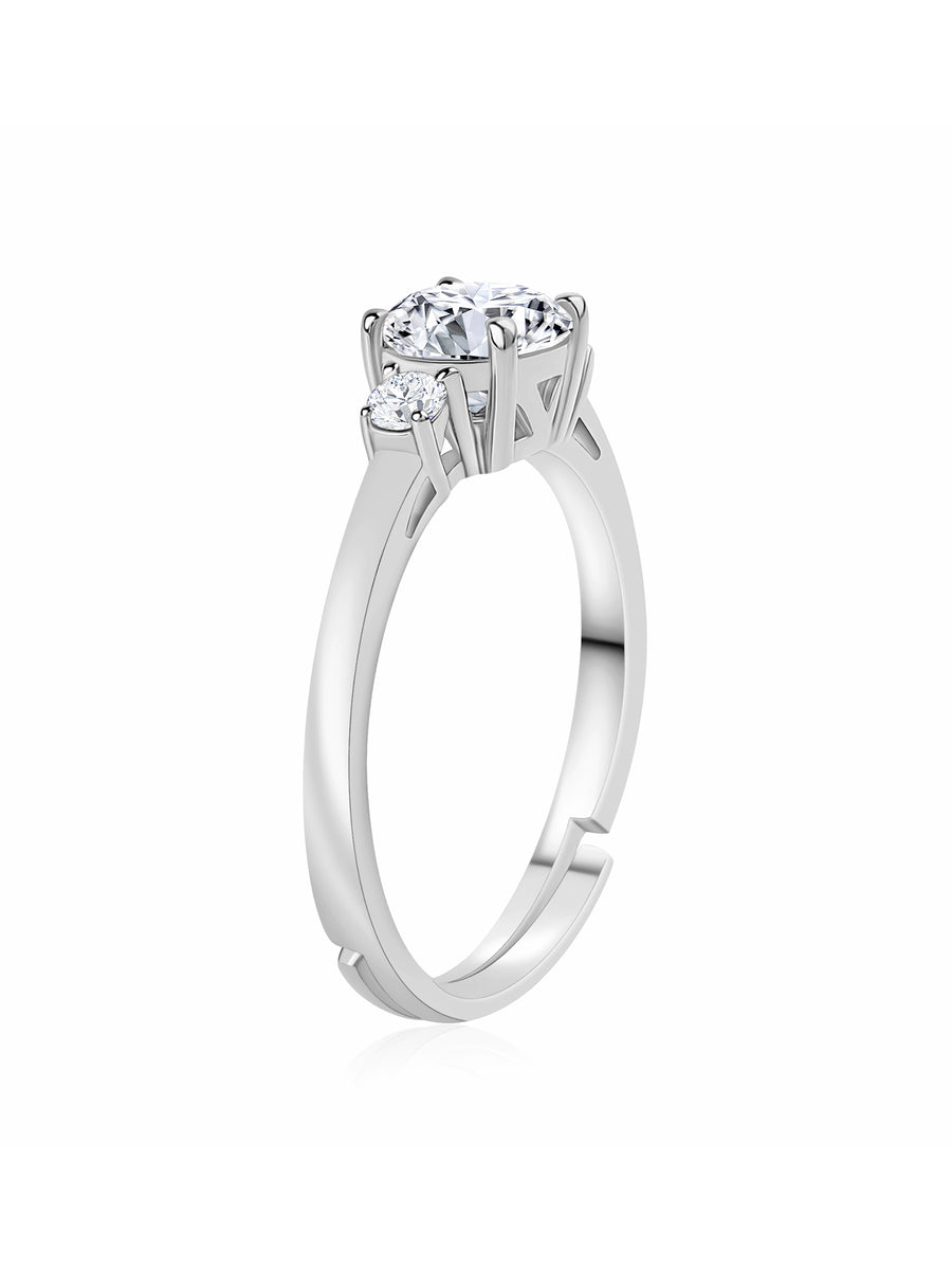 3 Stone Diamond Look Adjustable Ring