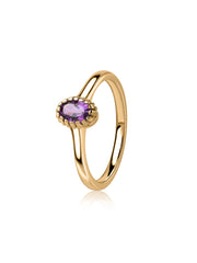 Violet Whisper Amethyst Oval Gold Ring