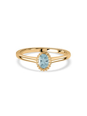 Natural Aquamarine Oval Gold Ring