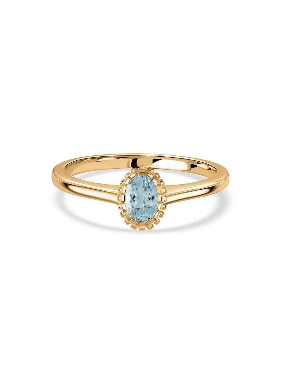 Natural Aquamarine Oval Gold Ring