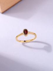 Natural Garnet Oval Gold Ring