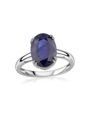 Midnight Blue Sapphire Oval Silver Ring
