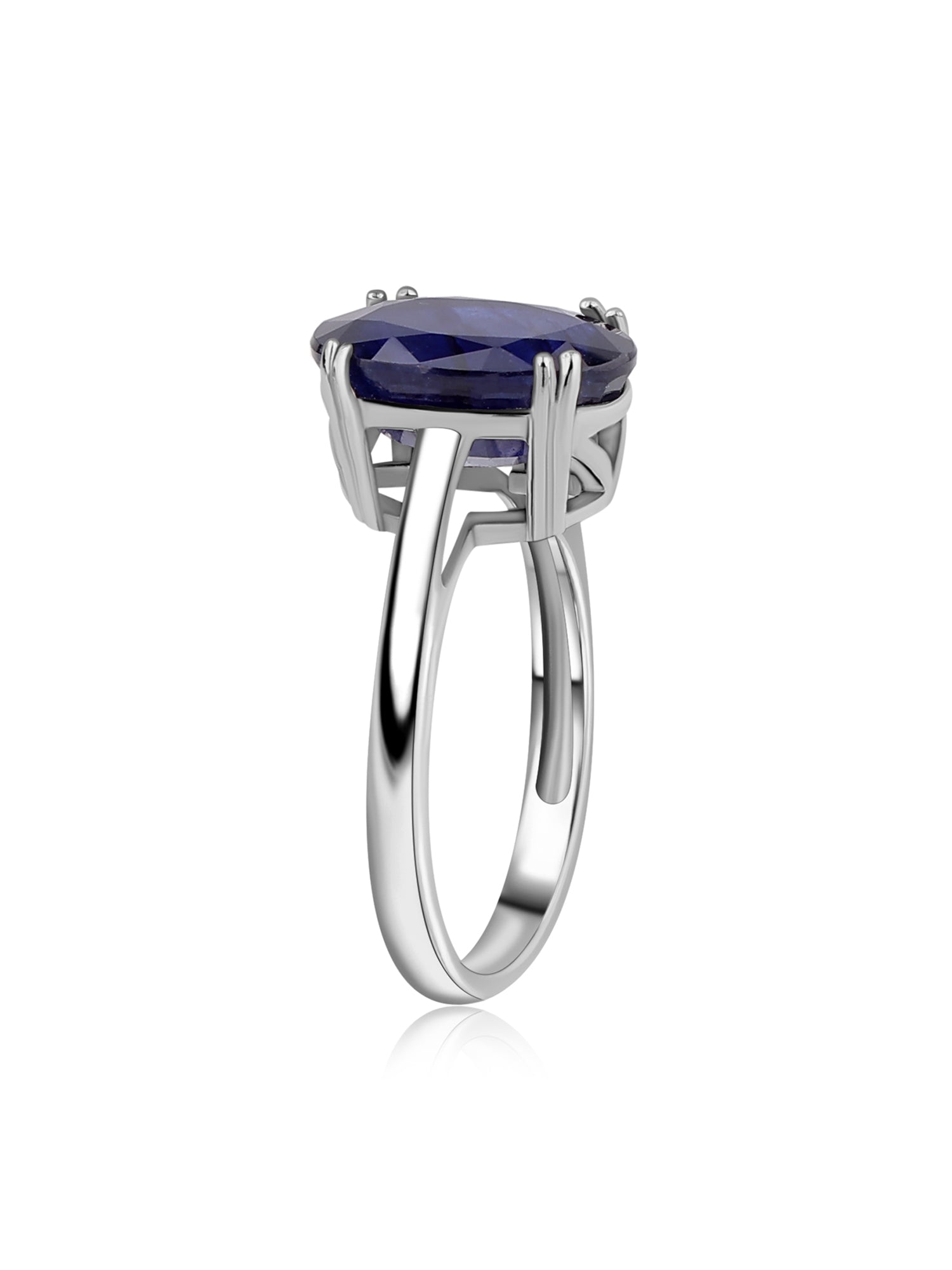 Midnight Blue Sapphire Oval Silver Ring