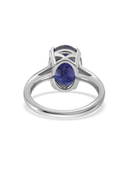 Midnight Blue Sapphire Oval Silver Ring