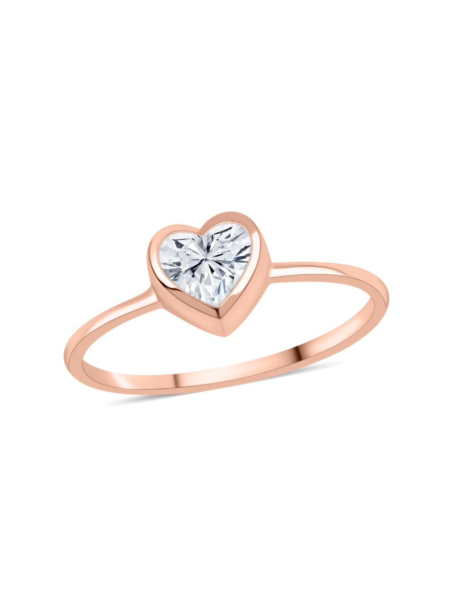 Lab Grown Solitaire Heart Diamond Ring