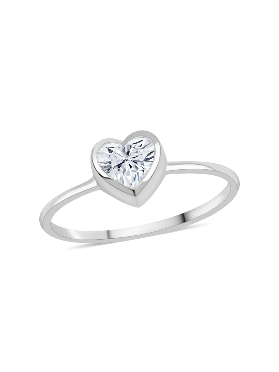 Lab Grown Solitaire Heart Diamond Ring