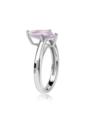 Soft Bloom Amethyst Rose de France Silver Ring