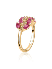 Crimson Leaf Thai Ruby Silver Ring