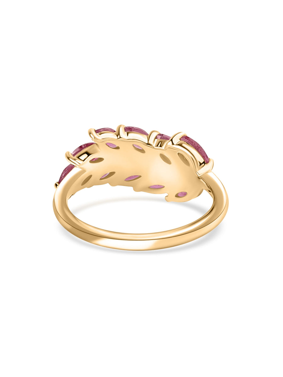 Crimson Leaf Thai Ruby Silver Ring