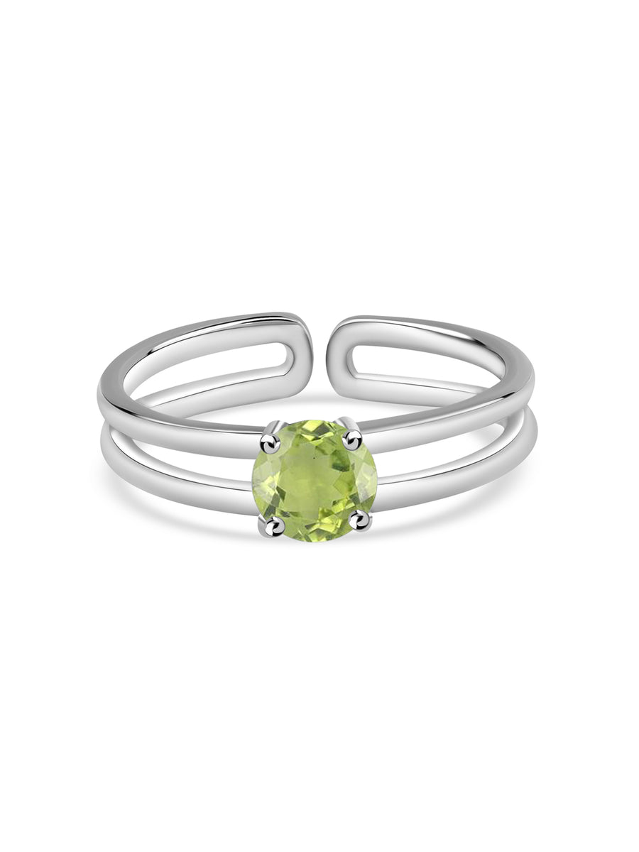 Peridot Classic Solitaire Silver Ring