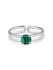 Emerald Classic Solitaire Silver Ring