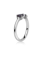 Alexandrite Open Wrap Silver Ring with Topaz Accent