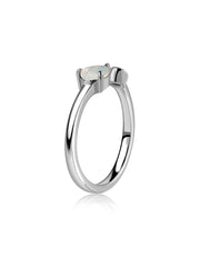 Ethiopian Opal Open Wrap Silver Ring with Topaz Accent