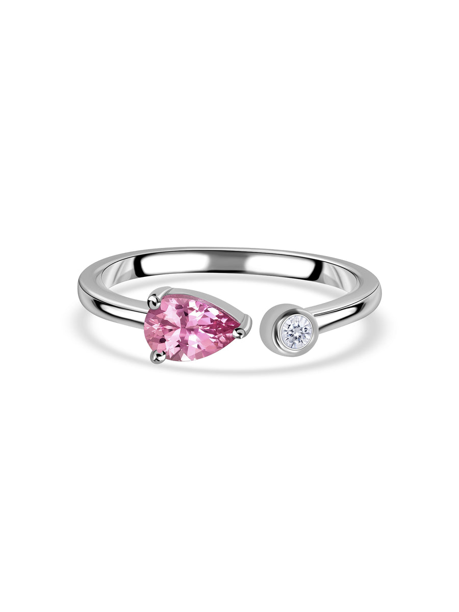 Tourmaline Open Wrap Silver Ring with Topaz Accent