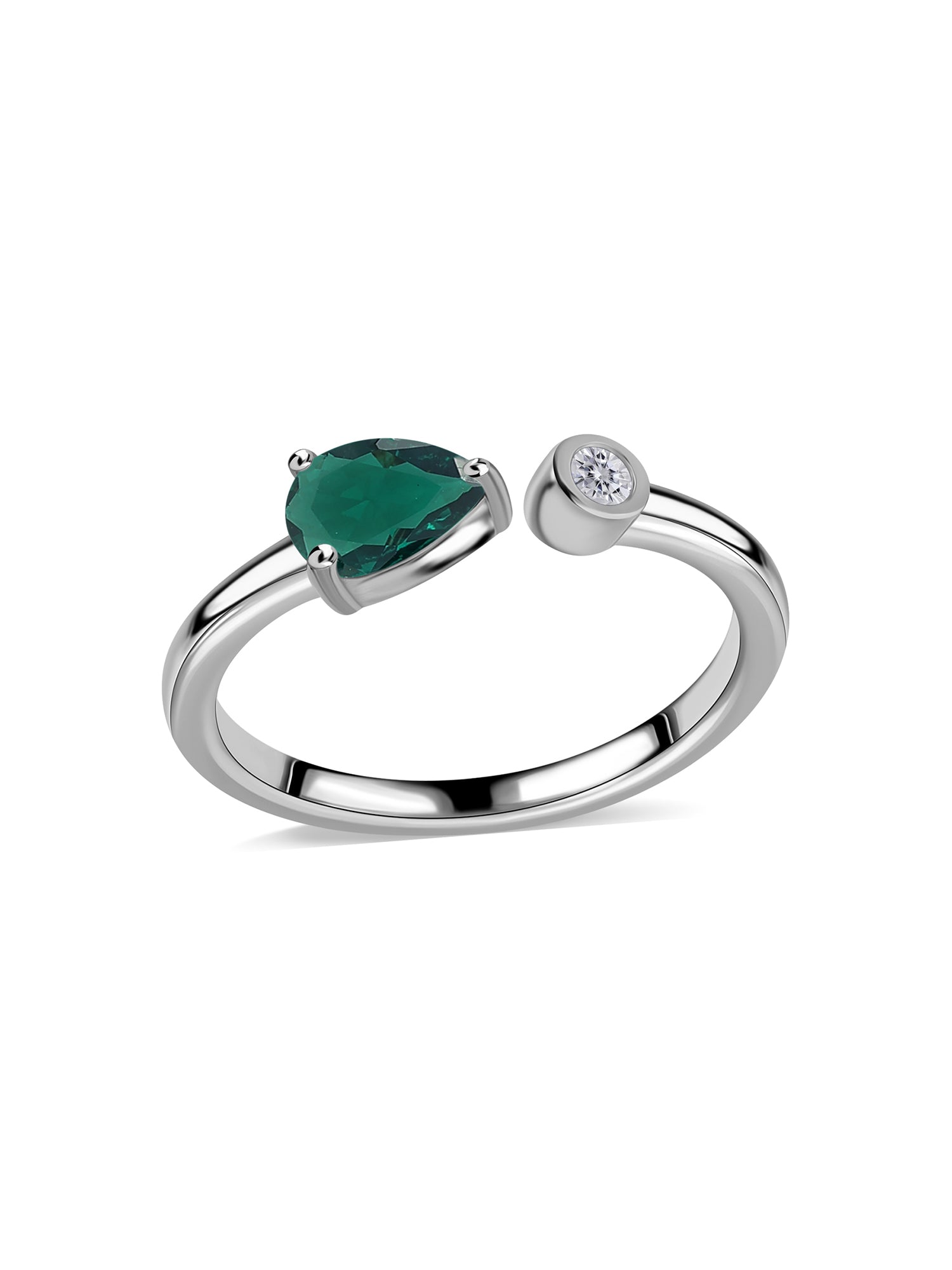 Emerald Open Wrap Silver Ring with Topaz Accent
