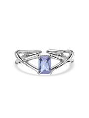 Natural Tanzanite Modern Octagon Silver Ring