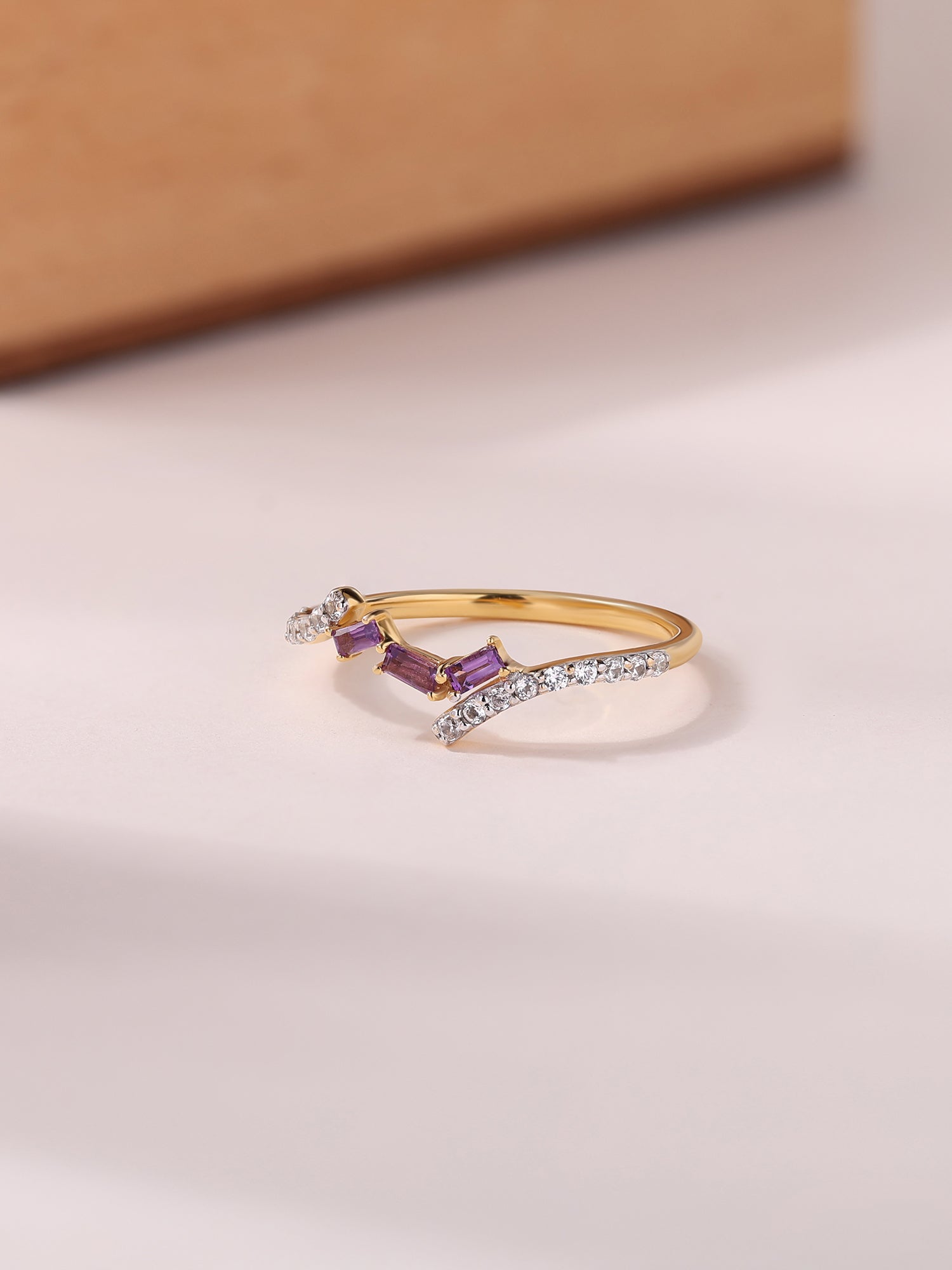 Amethyst Trio Blush Gold Ring