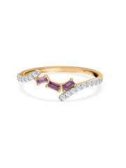 Amethyst Trio Blush Gold Ring