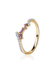Amethyst Trio Blush Gold Ring