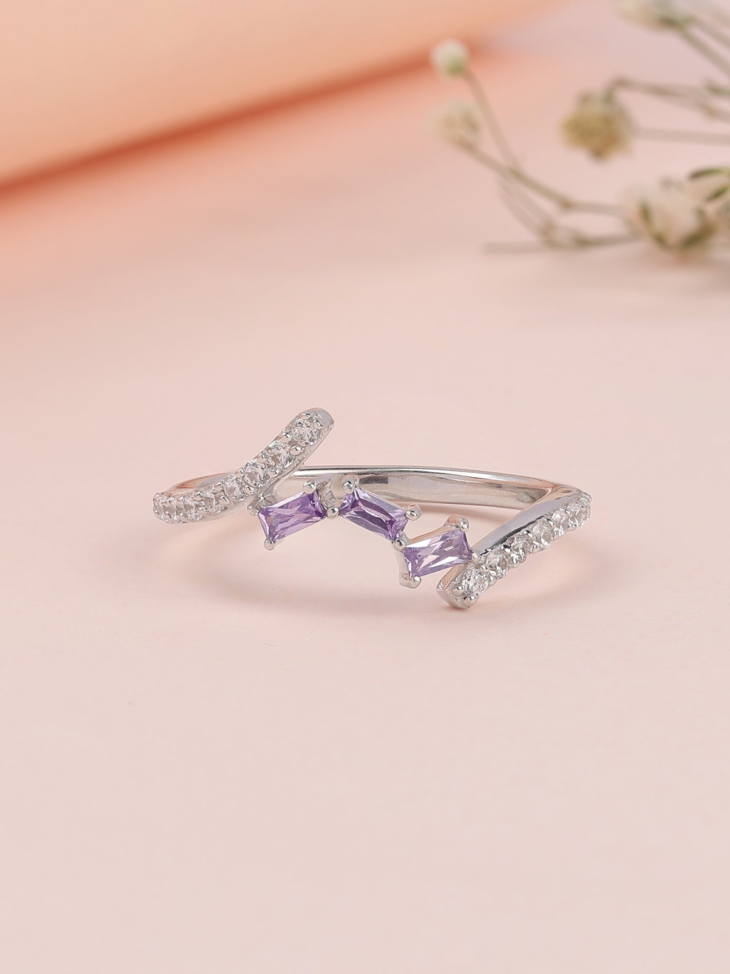 Amethyst Baguette Ring For Women