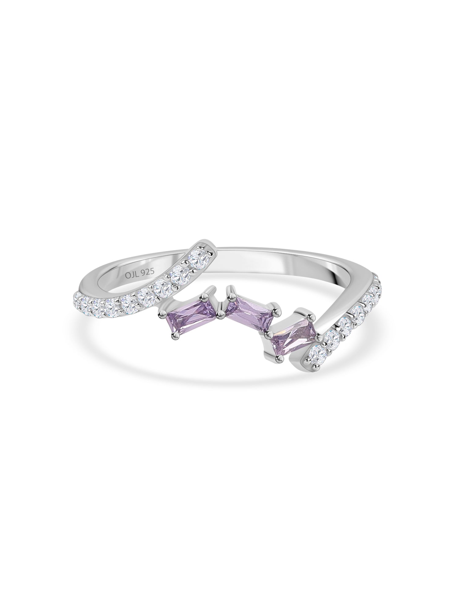 Amethyst Baguette Silver Ring for Women