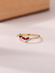 Garnet Trio Blush Gold Ring