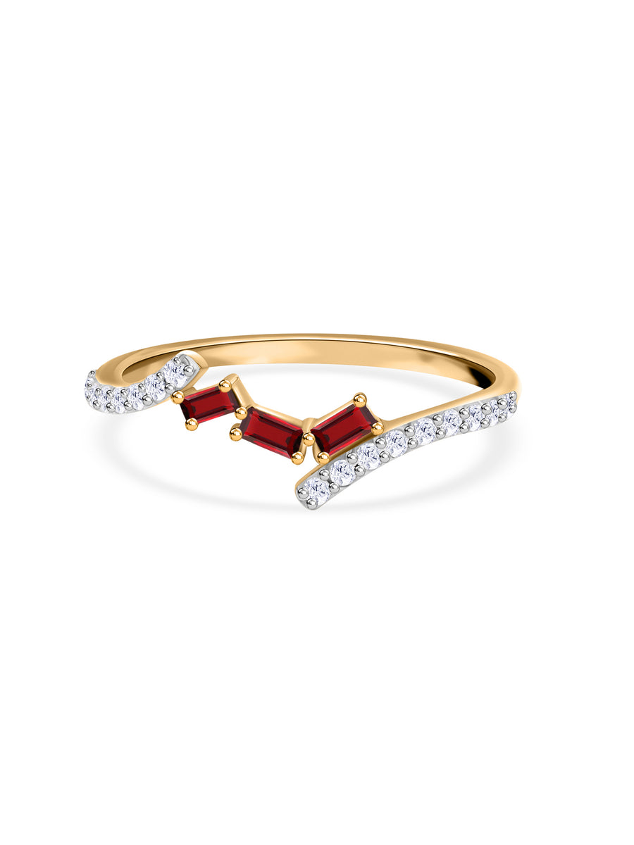 Garnet Trio Blush Gold Ring