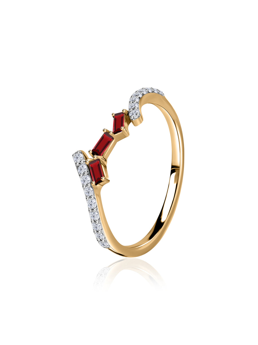 Garnet Trio Blush Gold Ring