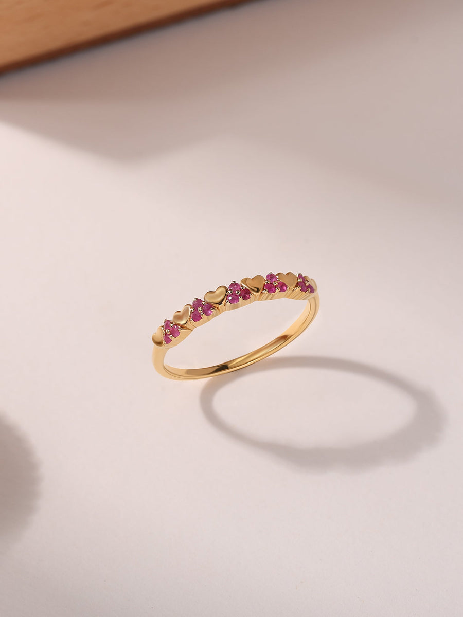 Twin Hearts Natural Ruby Ring