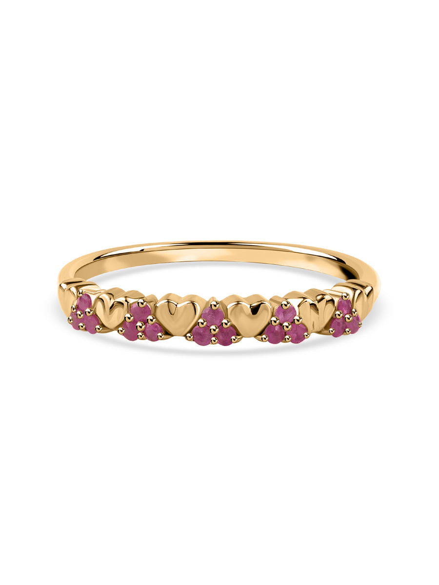 Twin Hearts Natural Ruby Ring