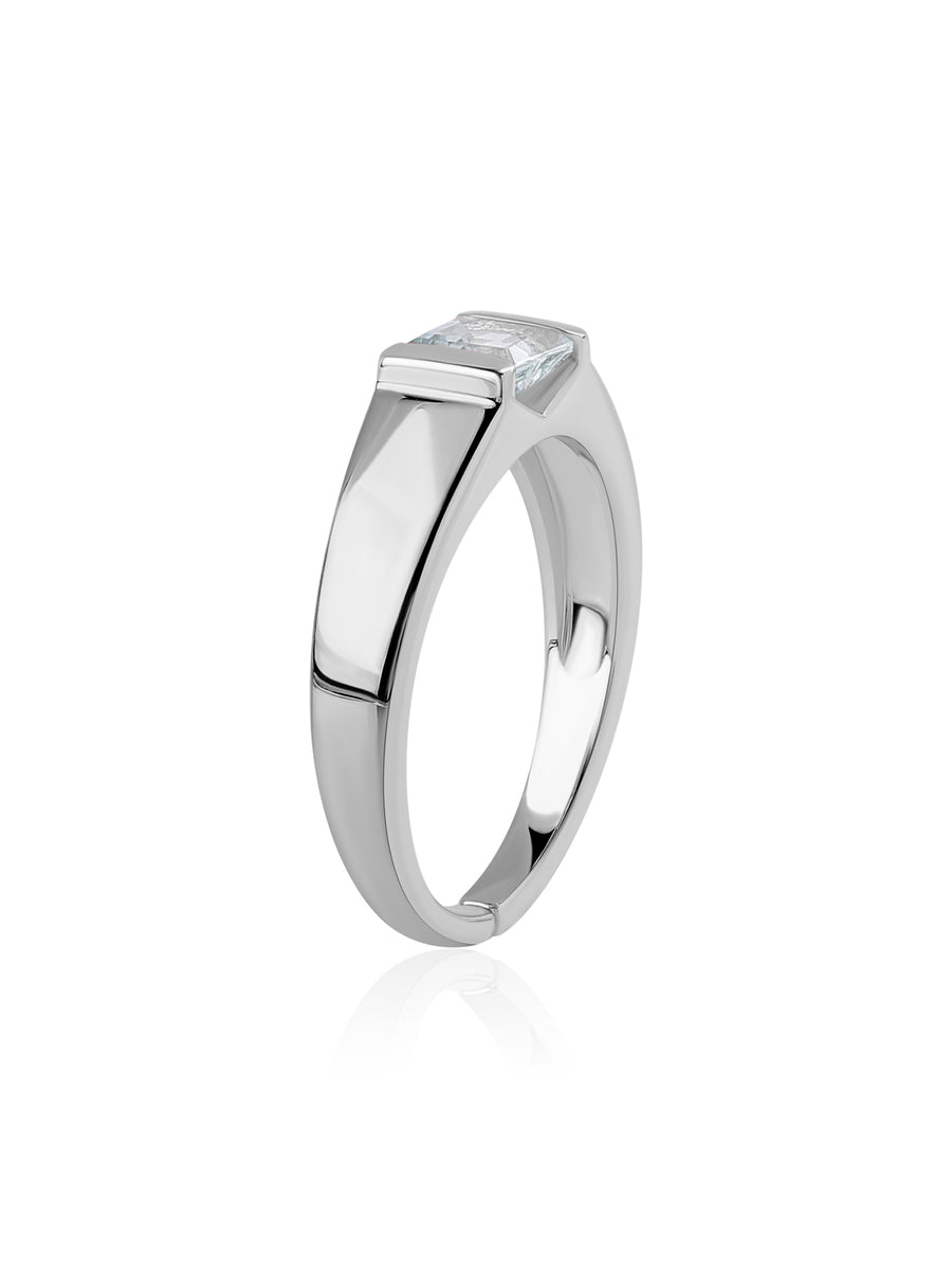 Natural Aquamarine Bold Band Silver Ring