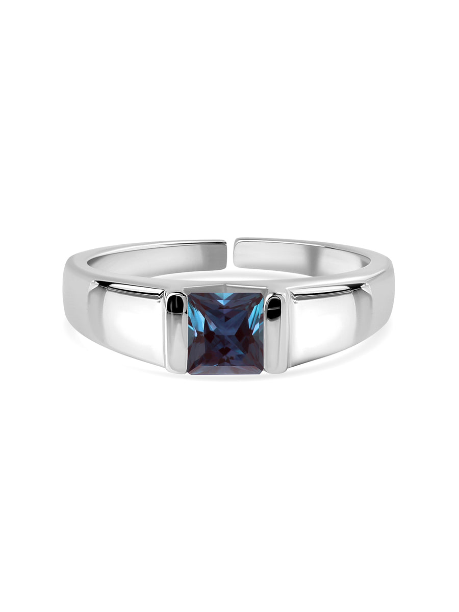 Alexandrite Bold Band Silver Ring