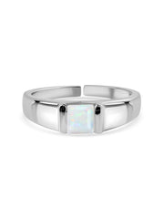 Natural Ethiopian Opal Bold Band Silver Ring