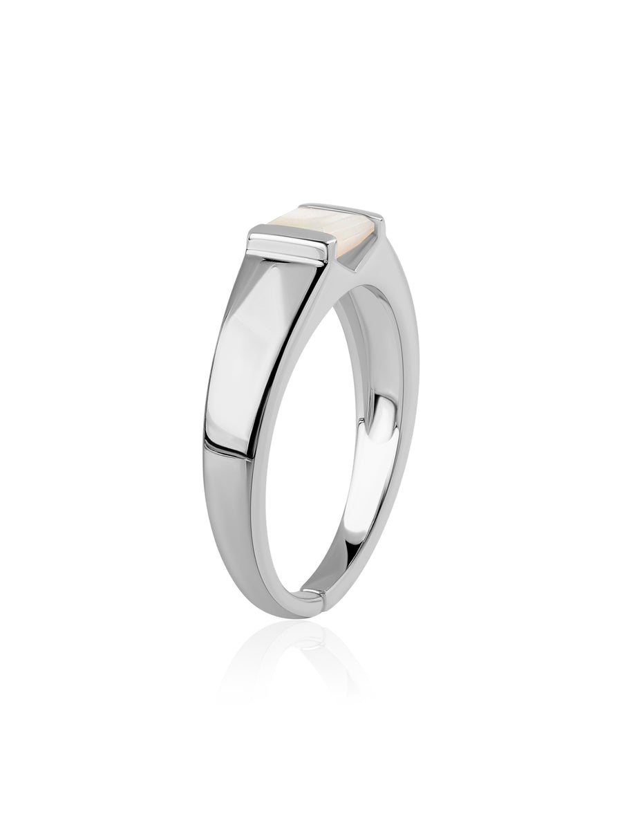 Natural Ethiopian Opal Bold Band Silver Ring