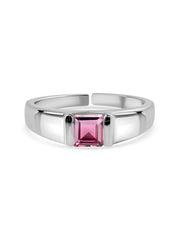 Natural Pink Tourmaline Bold Band Silver Ring