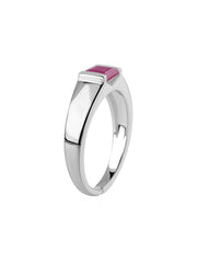 Natural Ruby Bold Band Silver Ring