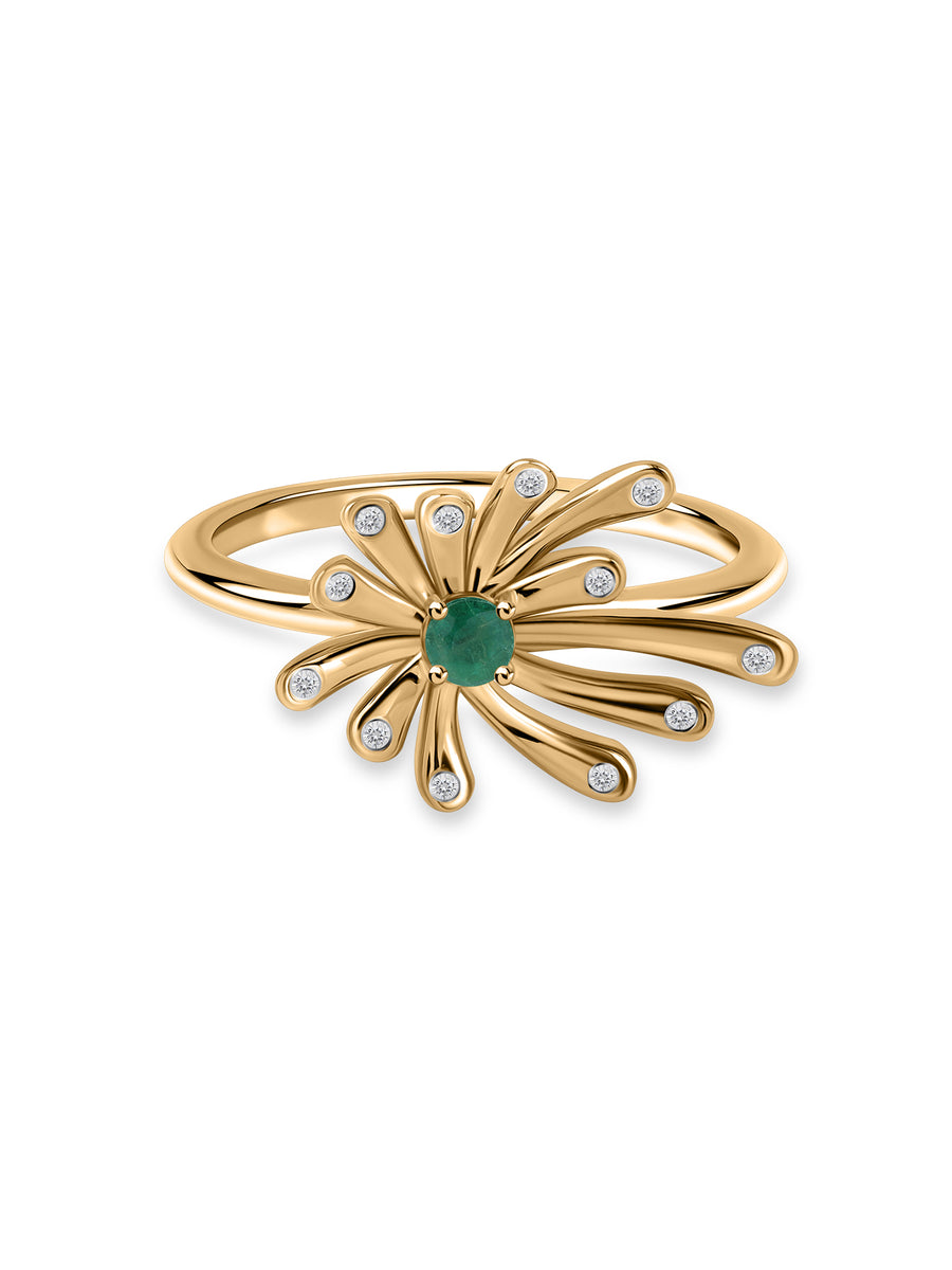 Luminous Natural Emerald Sparkles Ring