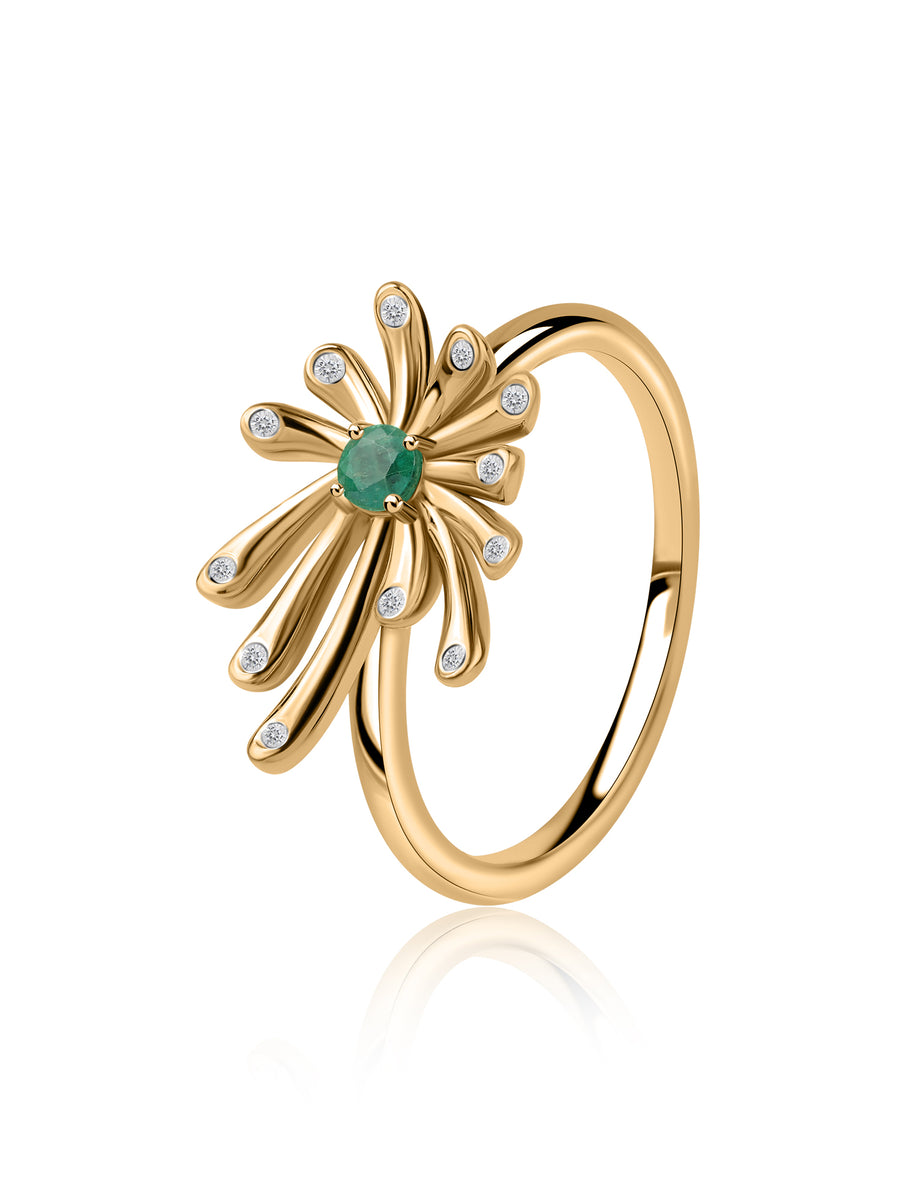 Luminous Natural Emerald Sparkles Ring